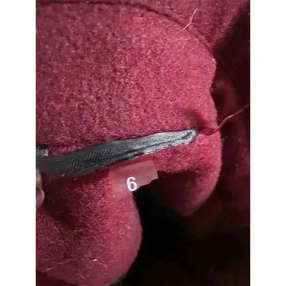 Calvin Klein Women's Double Breasted Peacoat Burgundy Size 6 - Picture 5 of 8